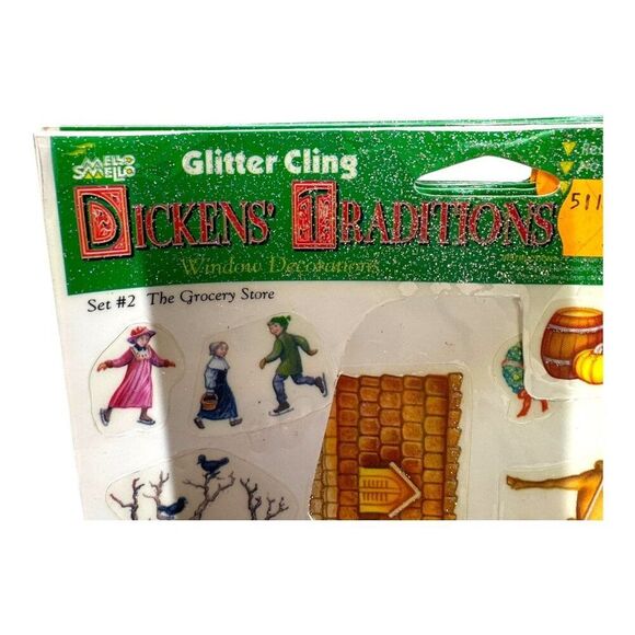 Dickens Traditions Vintage Glitter Clings Lot 5 Victorian Village Window Sticker - Picture 7 of 7